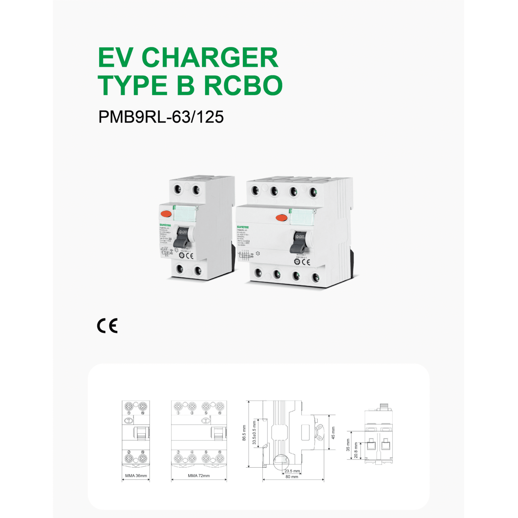EV Charger Type B RCBO PMB9RL-63/125